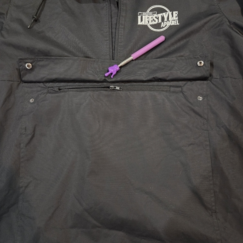 Lifestyle Men's Black Mesh Hooded Windbreaker Rain Jacket Size 2XL - Picture 7 of 8